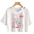 Japanese Anime Chobits Kawaii Cartoon Cropped Short Sleeve T Shirt for Women Vintage Aesthetic Punk Top